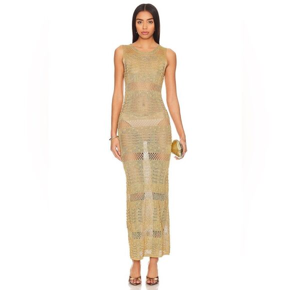 More to come Sevyn Midi Dress in Gold Gold maxi NWT SIZE SMALL - Picture 1 of 6